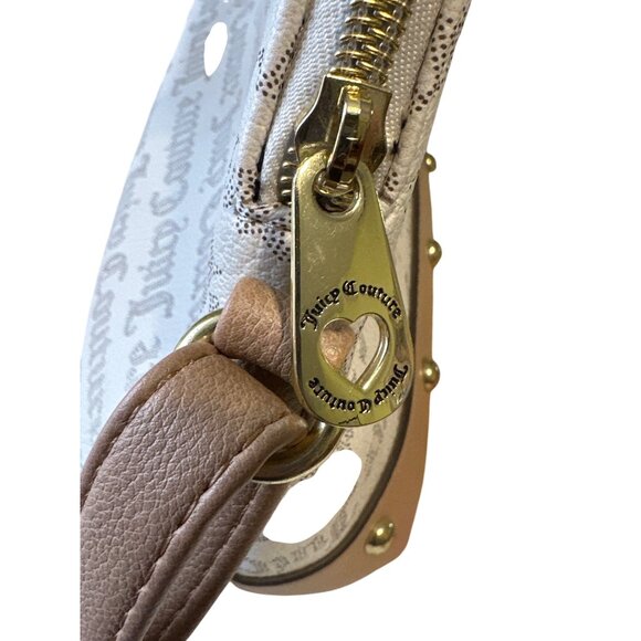 Juicy Couture Canvas & Faux Leather Satchel With Monogram Print & Heart Logo Des - Picture 6 of 8